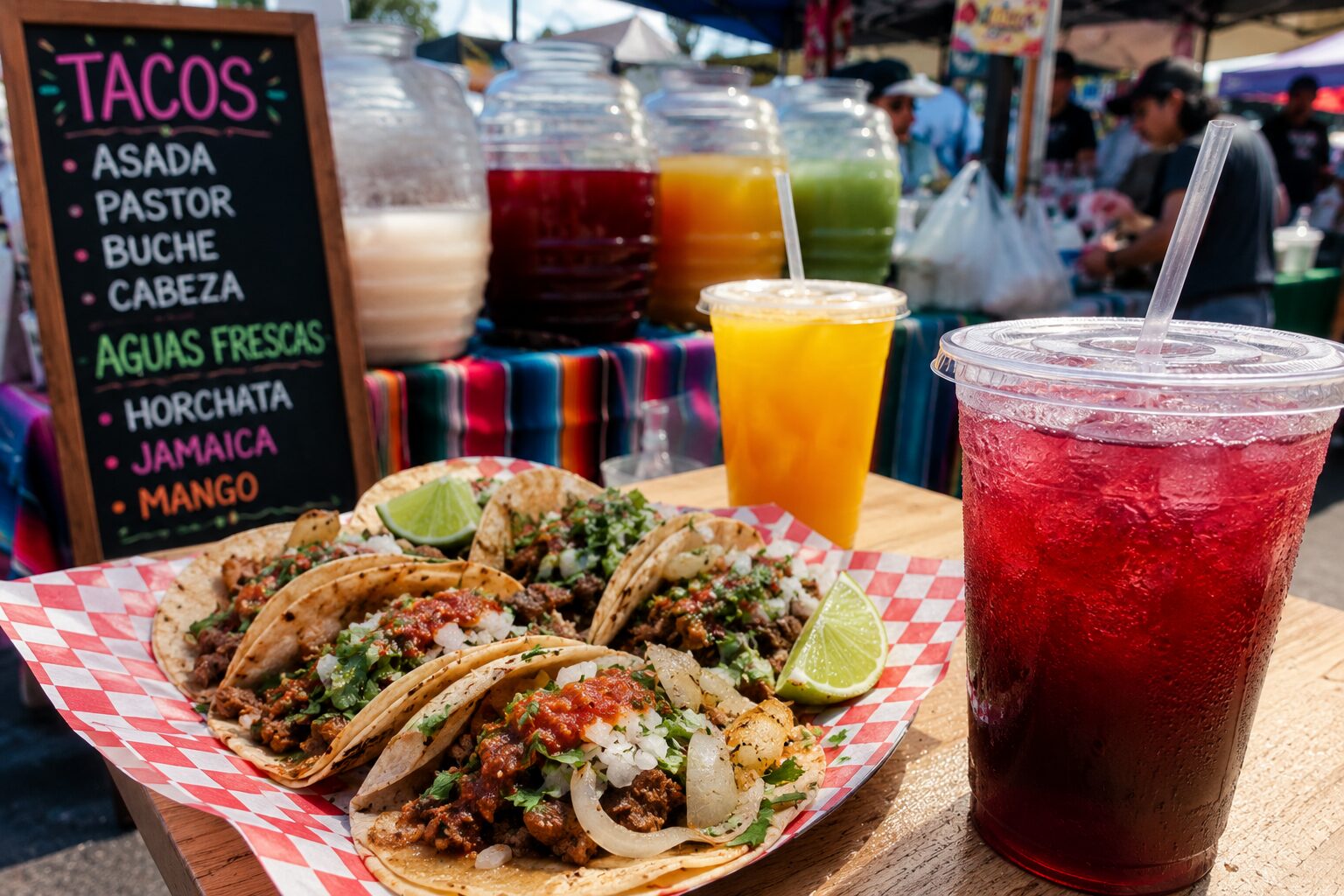Houston flea market tacos and aguas frescas