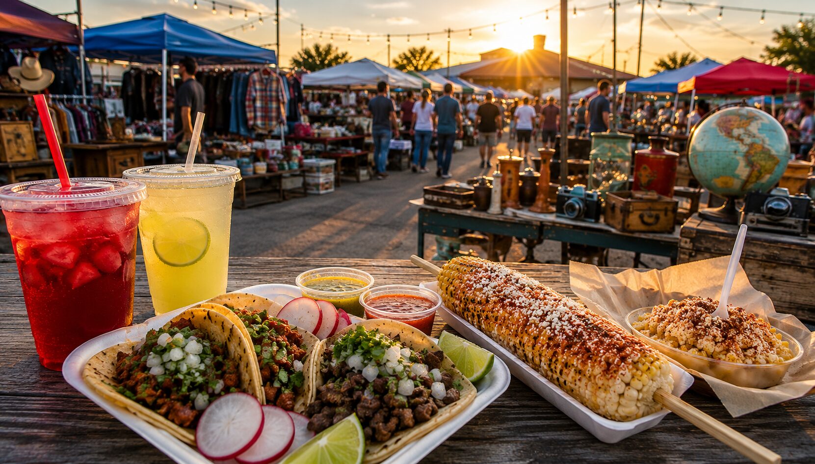 Texas flea markets ranked by food with tacos elotes and aguas frescas